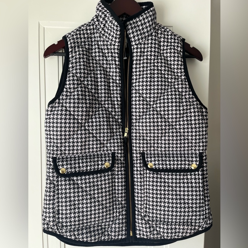 J Crew Herringbone Black & White Gold Vest Size XS